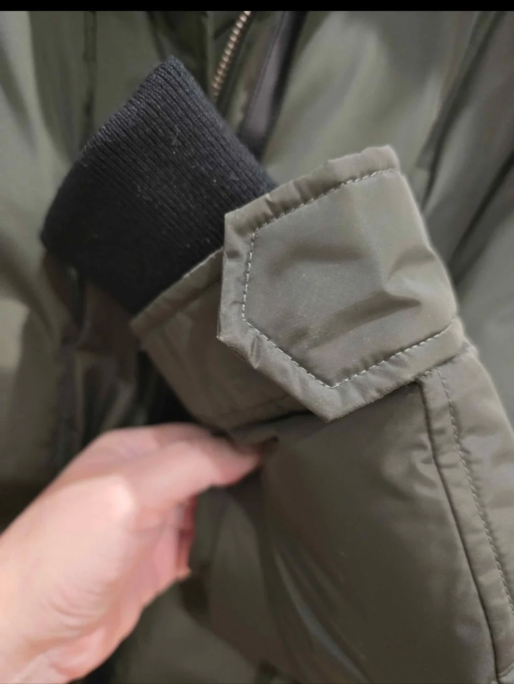 Mackage Long Coat Harley Army Khaki Raccoon Rabbit Down Filled Leather L - Picture 15 of 16